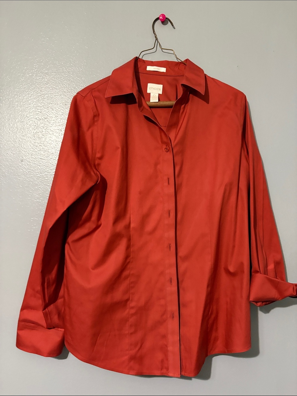 Chico's Burnt Orange Button-Front Blouse